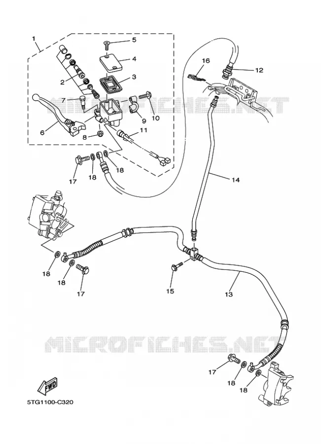 MAITRE CYLINDRE DE FREIN AVANT Yamaha QUAD 450 2004 YFZ  YFZ450
