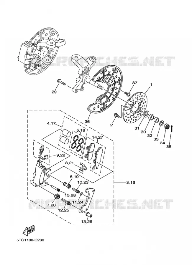 ETRIER DE FREIN AVANT Yamaha QUAD 450 2004 YFZ  YFZ450