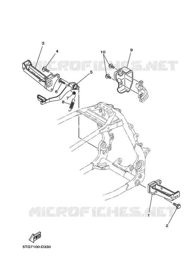 SUPPORT / REPOSE PIEDS Yamaha QUAD 450 2005 YFZ  YFZ450