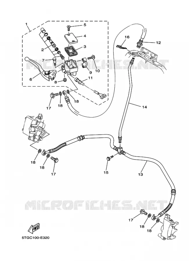 MAITRE CYLINDRE DE FREIN AVANT Yamaha QUAD 450 2006 YFZ  YFZ450