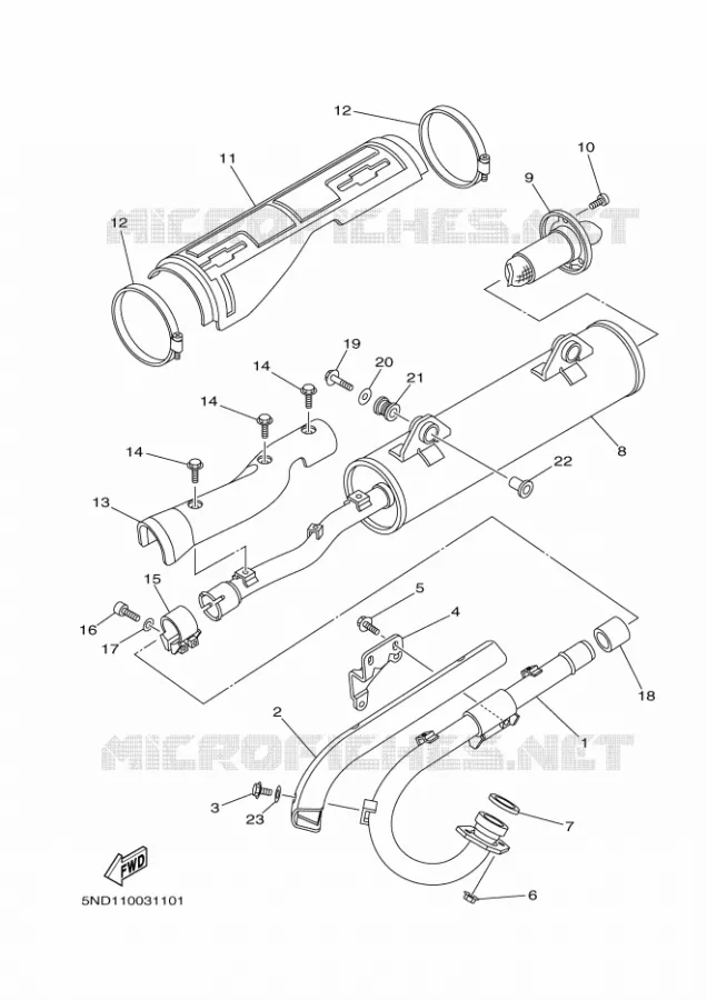 ECHAPPEMENT Yamaha QUAD 400 2003 KODIAK 2WD  YFM400AN