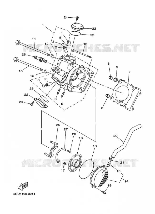 CULASSE Yamaha QUAD 400 2003 KODIAK 2WD  YFM400AN