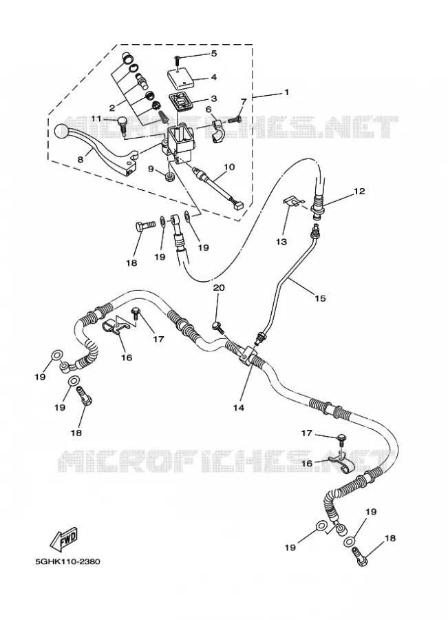 MAITRE CYLINDRE DE FREIN AVANT Yamaha QUAD 400 2003 KODIAK 2WD  YFM400AN