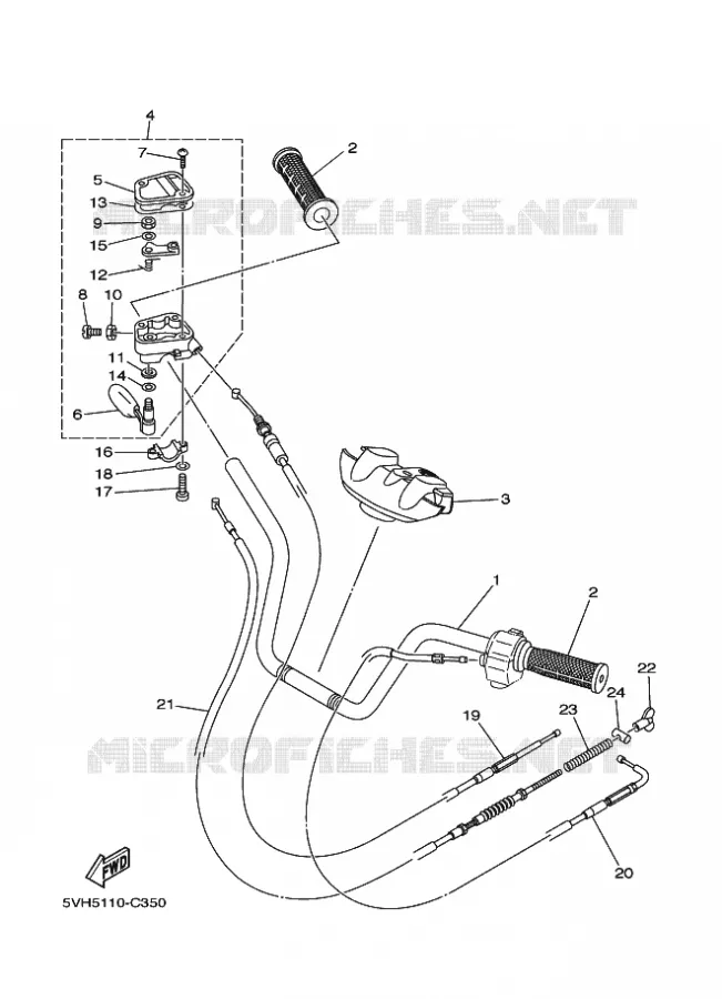 GUIDON ET CABLES Yamaha QUAD 350 2008 GRIZZLY  YFM350A