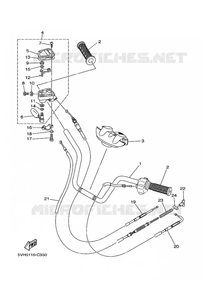 GUIDON ET CABLES Yamaha QUAD 350 2008 GRIZZLY  YFM350A