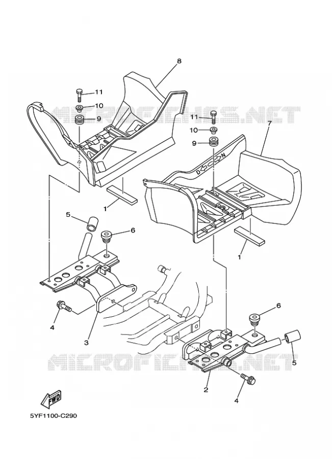 SUPPORT / REPOSE PIEDS Yamaha QUAD 50 2009 RAPTOR  YFM50