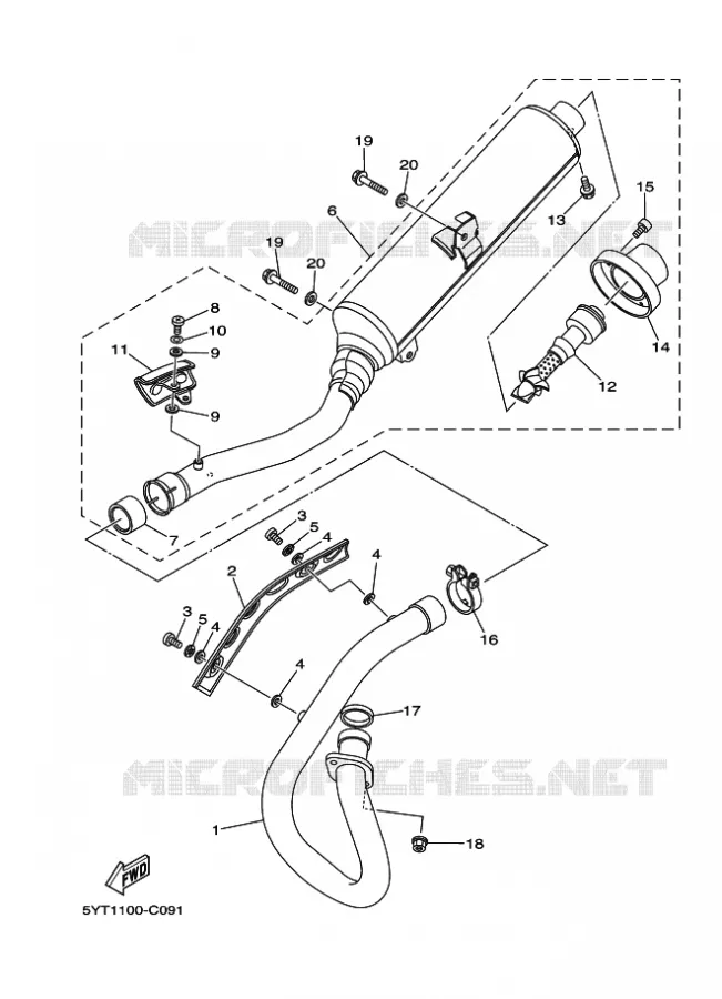 ECHAPPEMENT Yamaha QUAD 350 2005 RAPTOR  YFM350