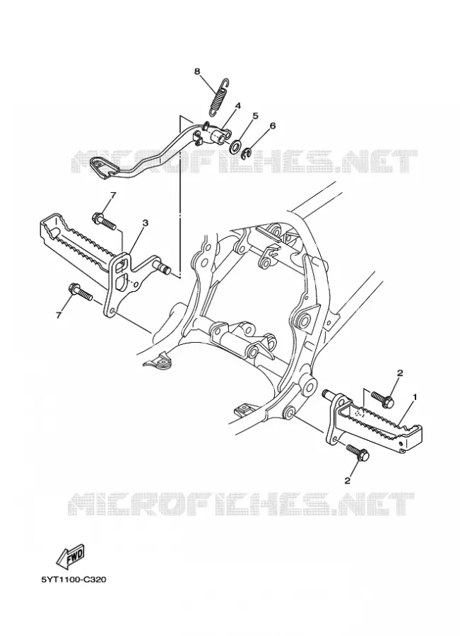 SUPPORT / REPOSE PIEDS Yamaha QUAD 350 2005 RAPTOR  YFM350