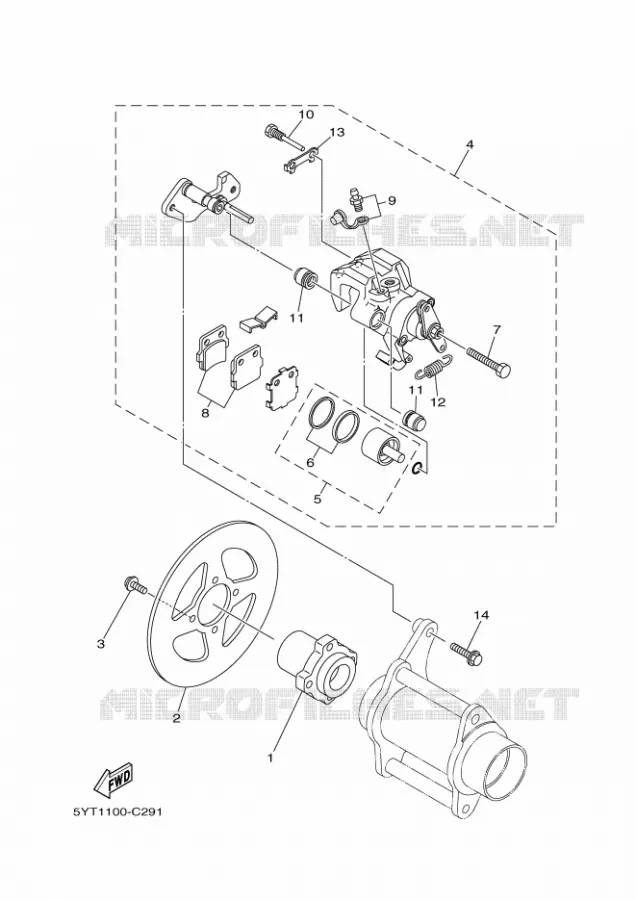 ETRIER DE FREIN ARRIERE Yamaha QUAD 350 2007 RAPTOR  YFM350