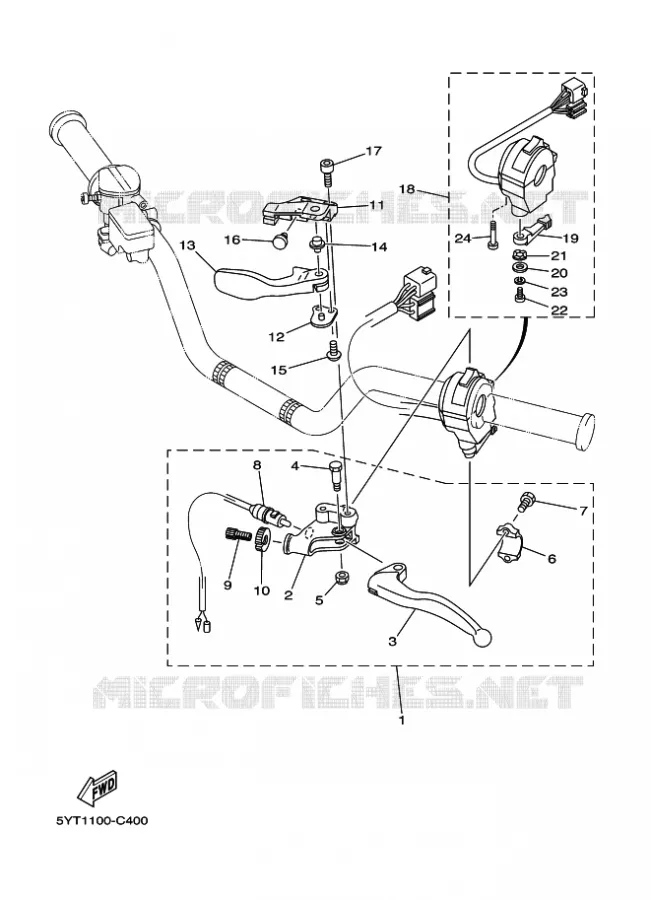 COMMODO / LEVIER Yamaha QUAD 350 2007 RAPTOR  YFM350