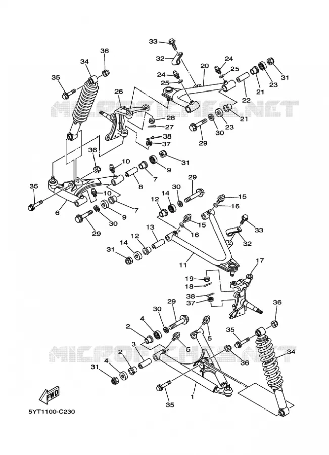 SUSPENSION / ROUE AVANT Yamaha QUAD 350 2007 RAPTOR  YFM350