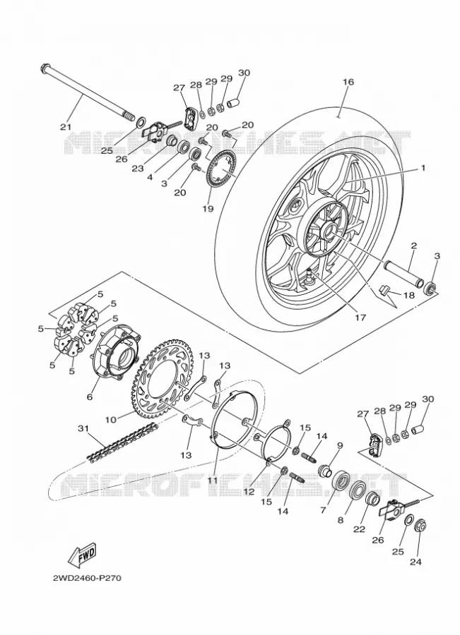 ROUE ARRIERE Yamaha MOTO 300 2016 R3  YZF-R3A
