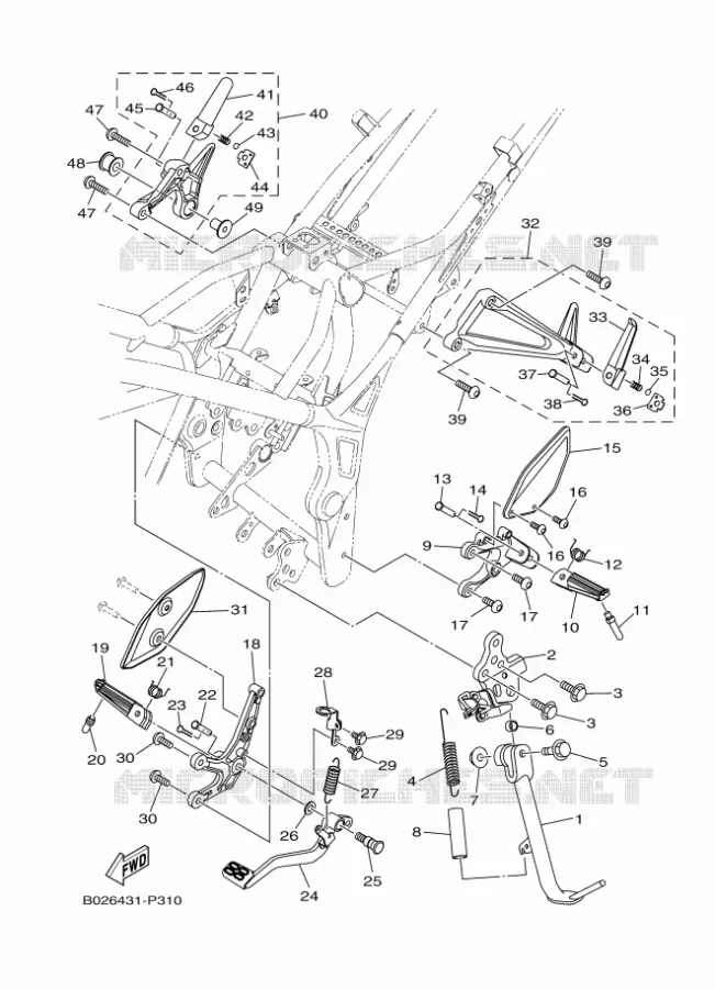 SUPPORT / REPOSE PIEDS Yamaha MOTO 300 2016 R3  YZF-R3A