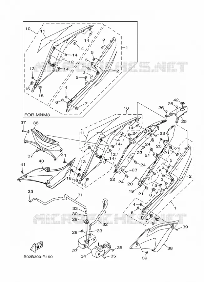 COUVERCLE LATERAL Yamaha MOTO 300 2016 R3  YZF-R3A