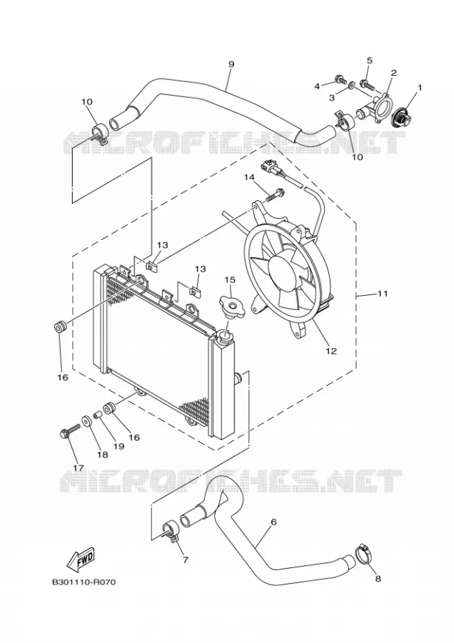 RADIATEUR / DURITES Yamaha QUAD 700 2017 KODIAK  YFM700FWB