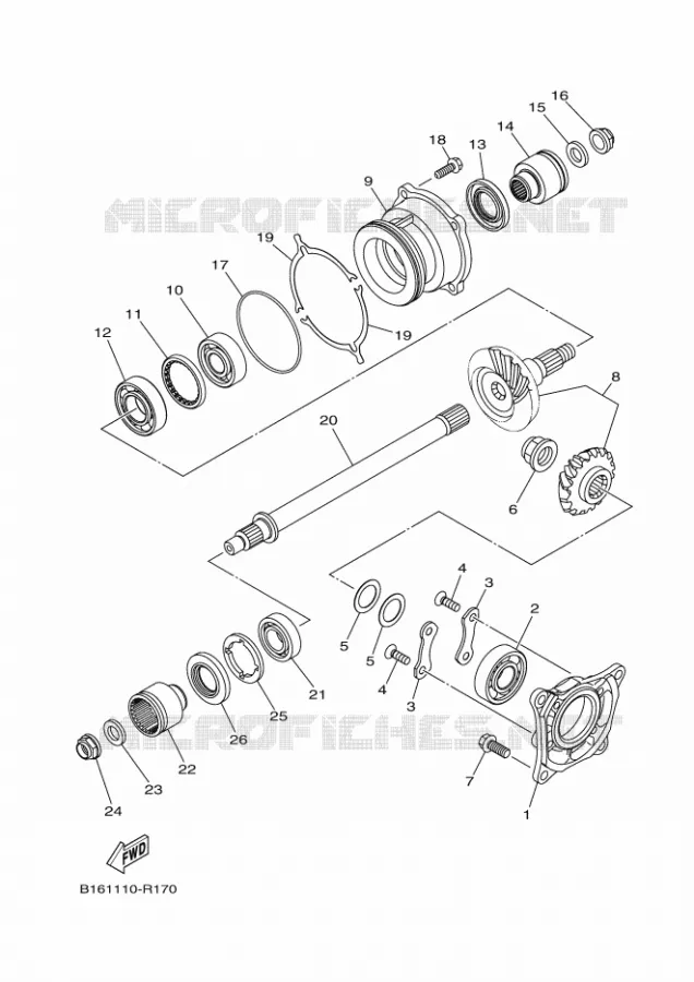 TRANSMISSION INTERMEDIAIRE Yamaha QUAD 700 2017 GRIZZLY  YFM700FWAD