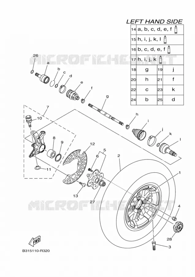 ROUE AVANT Yamaha QUAD 700 2017 GRIZZLY  YFM700FWAD