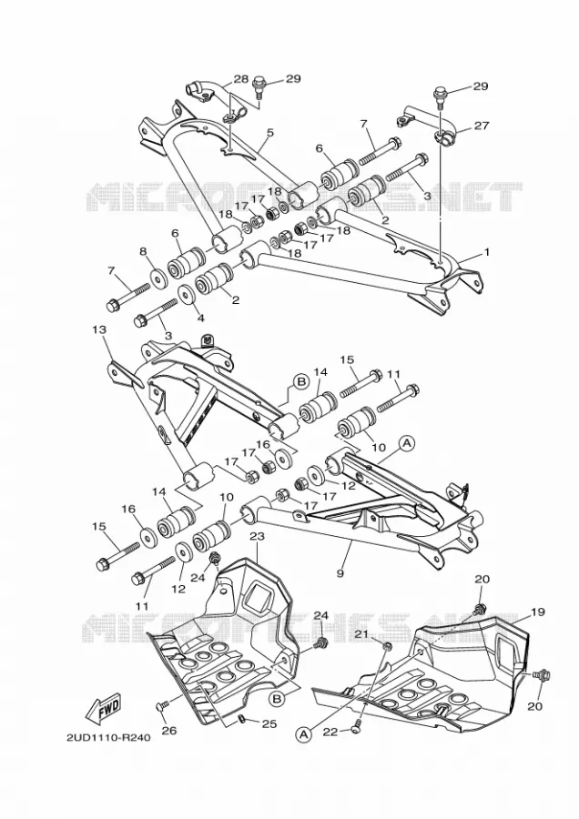 BRAS ARRIERE Yamaha QUAD 700 2016 GRIZZLY  YFM700FWADYFM70GPSGGRIZZLY EPS SE