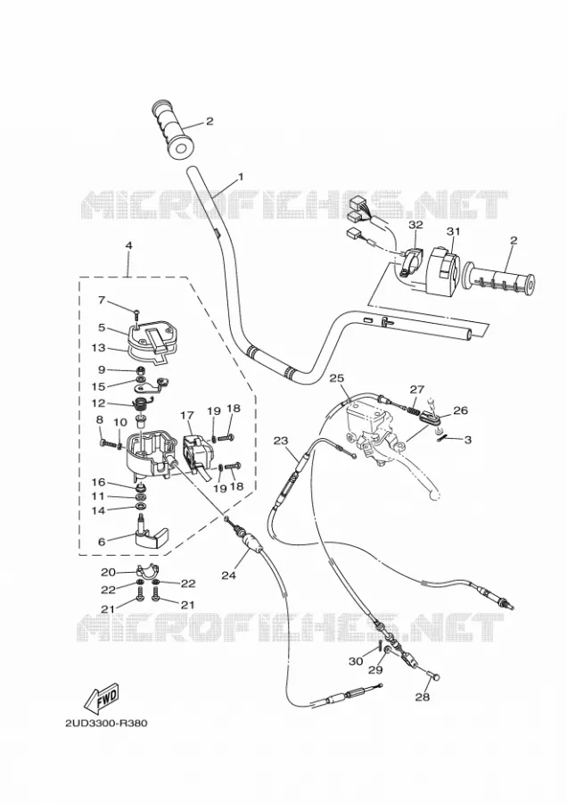 GUIDON ET CABLES Yamaha QUAD 700 2016 GRIZZLY  YFM700FWADYFM70GPSGGRIZZLY EPS SE