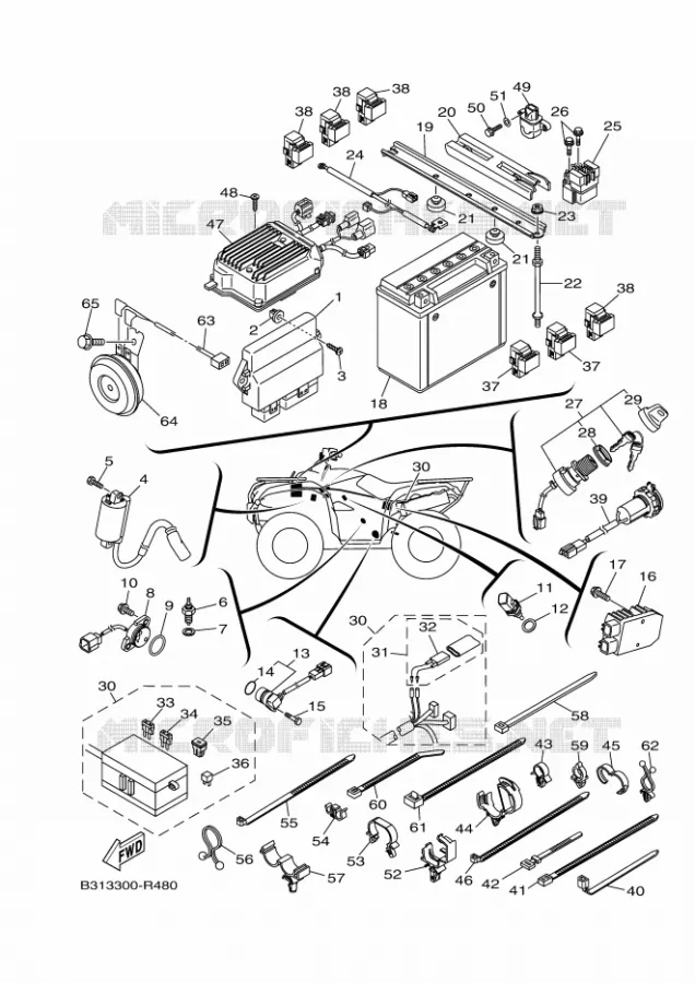 PARTIE ELECTRIQUE 1 Yamaha QUAD 700 2016 GRIZZLY  YFM700FWADYFM70GPSGGRIZZLY EPS SE