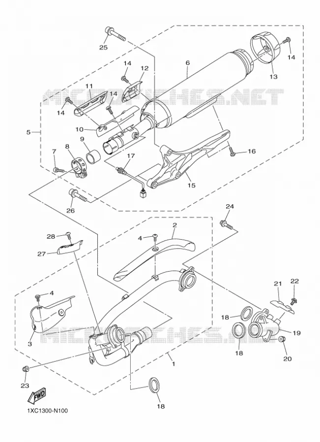ECHAPPEMENT Yamaha MOTO 950 2015 XVS950CR  XVS950CR