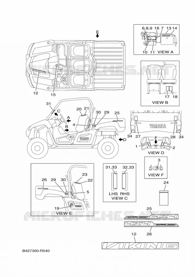 EMBLEME / ETIQUETTE 1 Yamaha SIDE BY SIDE 700 2016 VIKING  YXM700E