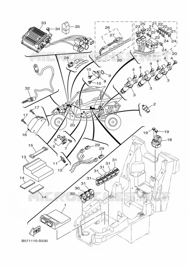PARTIE ELECTRIQUE 1 Yamaha SIDE BY SIDE 1000 2017 YXZ  YXZ1000ET