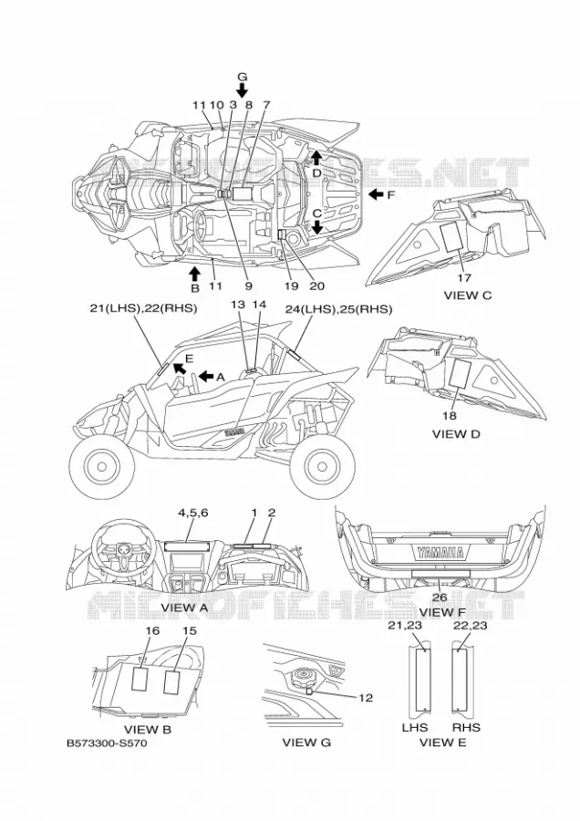 EMBLEME / ETIQUETTE 1 Yamaha SIDE BY SIDE 1000 2017 YXZ  YXZ1000ETS