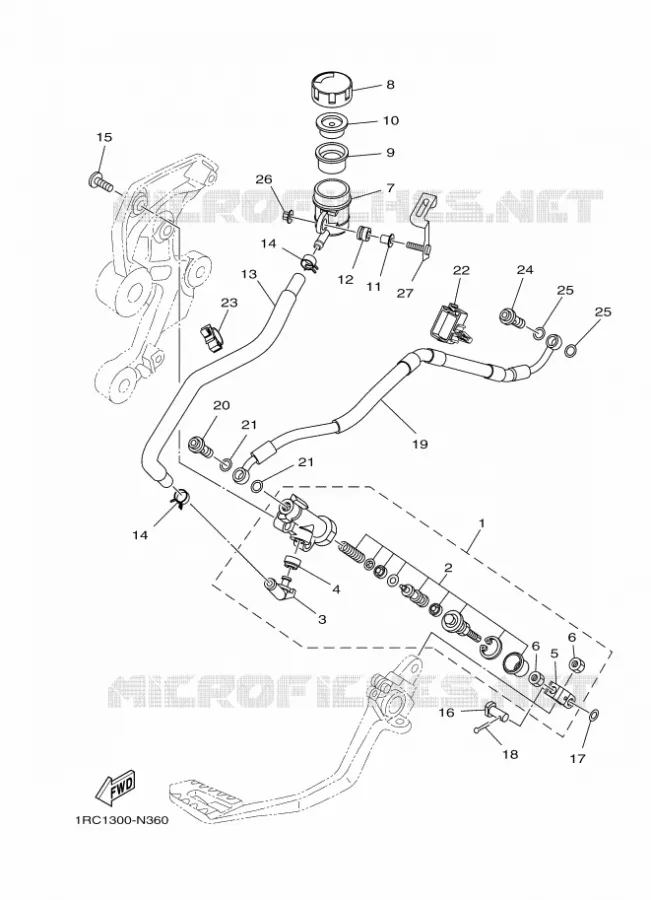 MAITRE CYLINDRE DE FREIN ARRIERE Yamaha MOTO 900 2016 MT  MT09