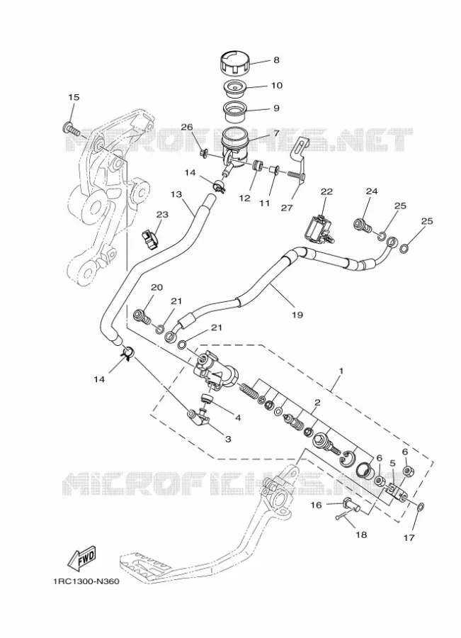 MAITRE CYLINDRE DE FREIN ARRIERE Yamaha MOTO 900 2016 MT  MT09