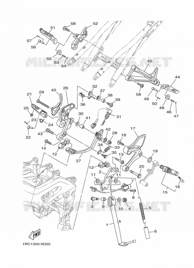 SUPPORT / REPOSE PIEDS Yamaha MOTO 900 2016 MT  MT09