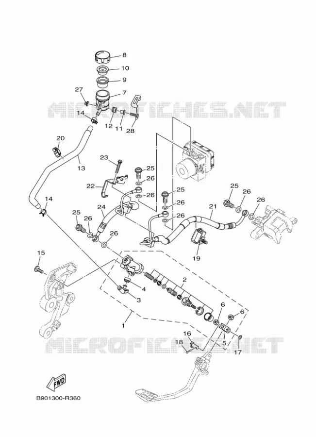 MAITRE CYLINDRE DE FREIN ARRIERE Yamaha MOTO 850 2016 XSR  MTM850