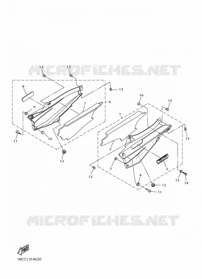 COUVERCLE LATERAL Yamaha MOTO 1300 2016 FJR  FJR1300-AS
