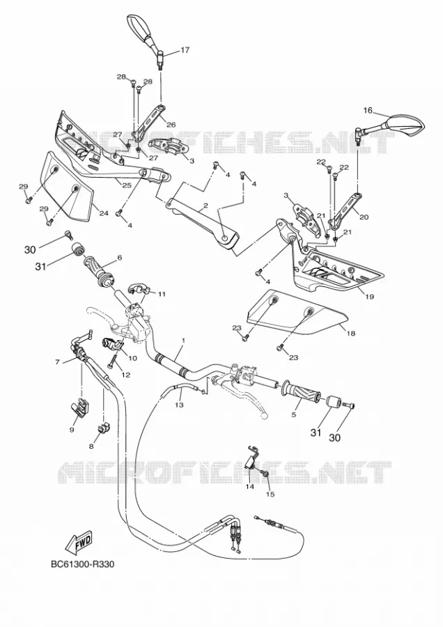 GUIDON ET CABLES Yamaha MOTO 690 2016 MT  MTT690-A