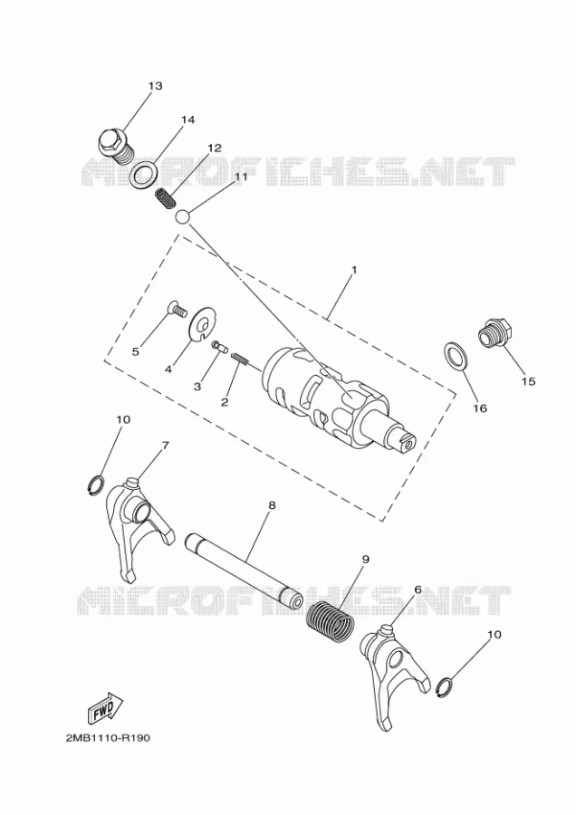 BARILLET DE SELECTION / FOURCHETTES Yamaha SIDE BY SIDE 700 2016 WOLVERINE  YXE700ES