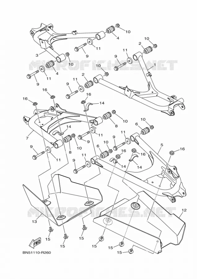 BRAS ARRIERE Yamaha SIDE BY SIDE 700 2016 WOLVERINE  YXE700ES