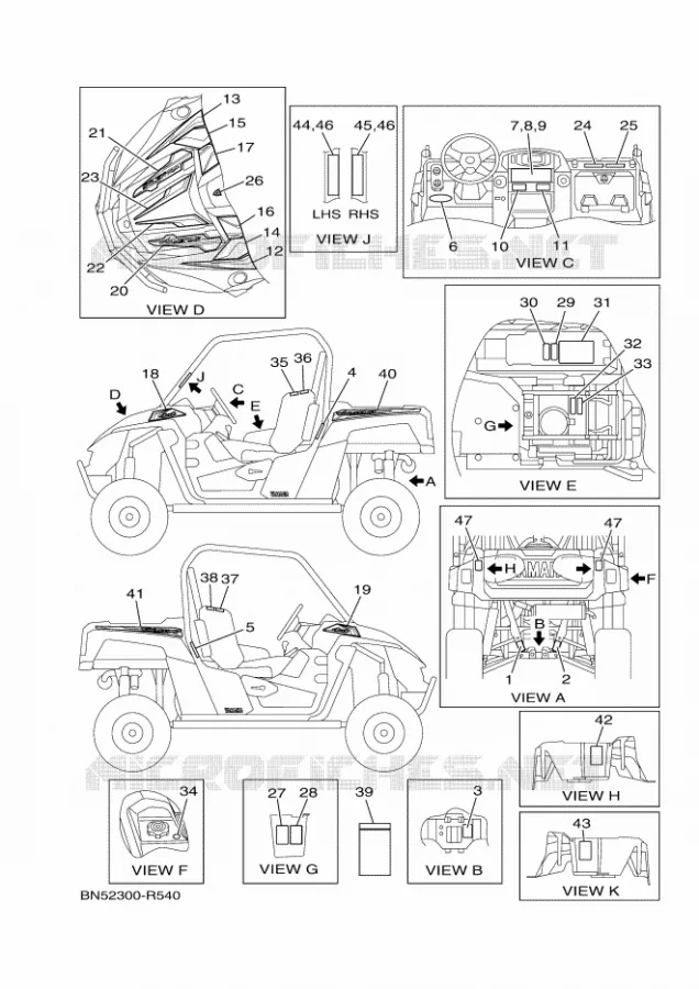 EMBLEME / ETIQUETTE 1 Yamaha SIDE BY SIDE 700 2016 WOLVERINE  YXE700ES