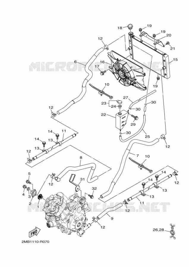 RADIATEUR / DURITES Yamaha SIDE BY SIDE 700 2016 WOLVERINE  YXE700ES