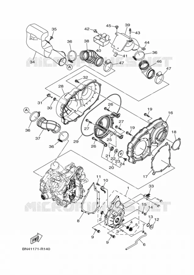 CARTER - MOTEUR 1 Yamaha SIDE BY SIDE 700 2017 WOLVERINE  YXE700ES