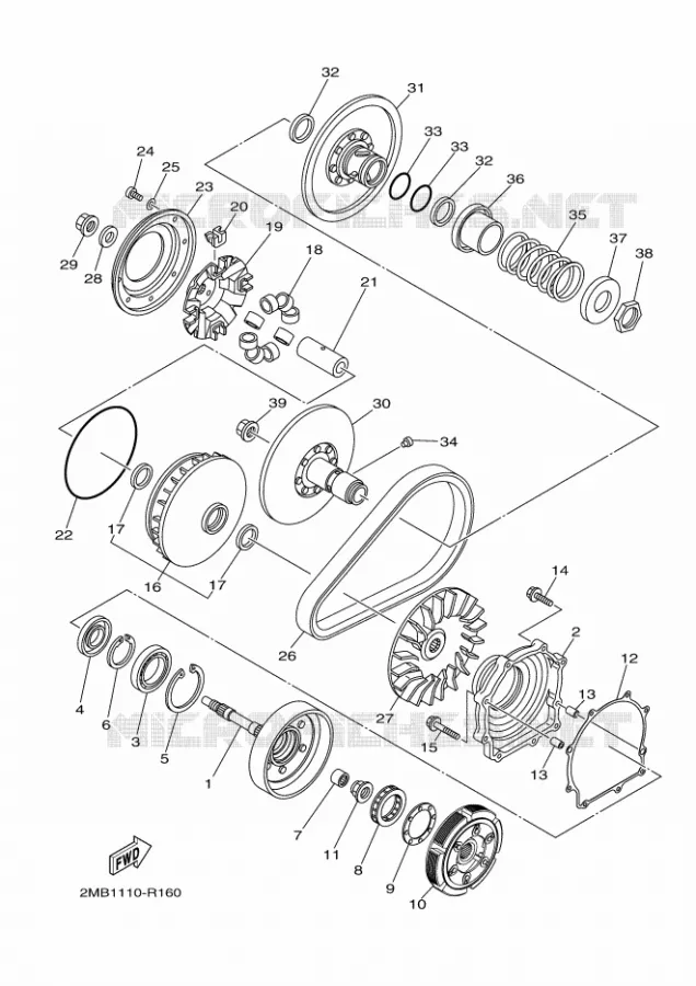 EMBRAYAGE DE DEMARREUR Yamaha SIDE BY SIDE 700 2017 WOLVERINE  YXE700ES