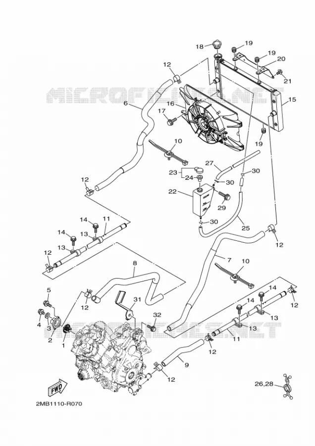 RADIATEUR / DURITES Yamaha SIDE BY SIDE 700 2017 WOLVERINE  YXE700ES