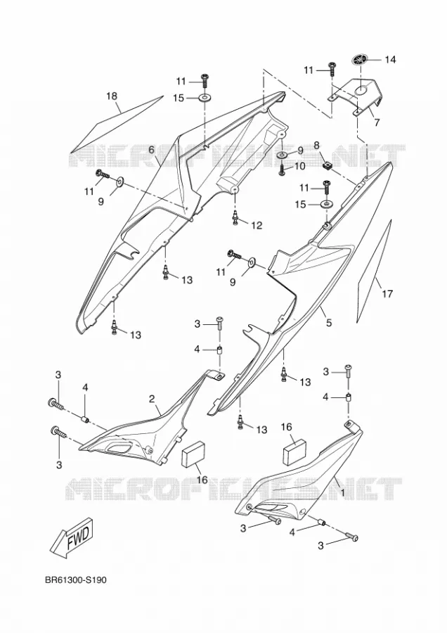 COUVERCLE LATERAL Yamaha MOTO 125 2017 R125  YZF-R125A