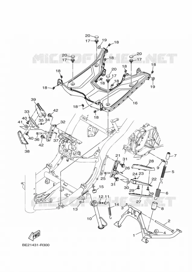 SUPPORT / REPOSE PIEDS Yamaha SCOOTER 125 2017 TRICITY ABS  MWS125-A