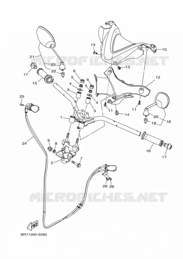 GUIDON ET CABLES Yamaha SCOOTER 125 2017 TRICITY ABS  MWS125-A