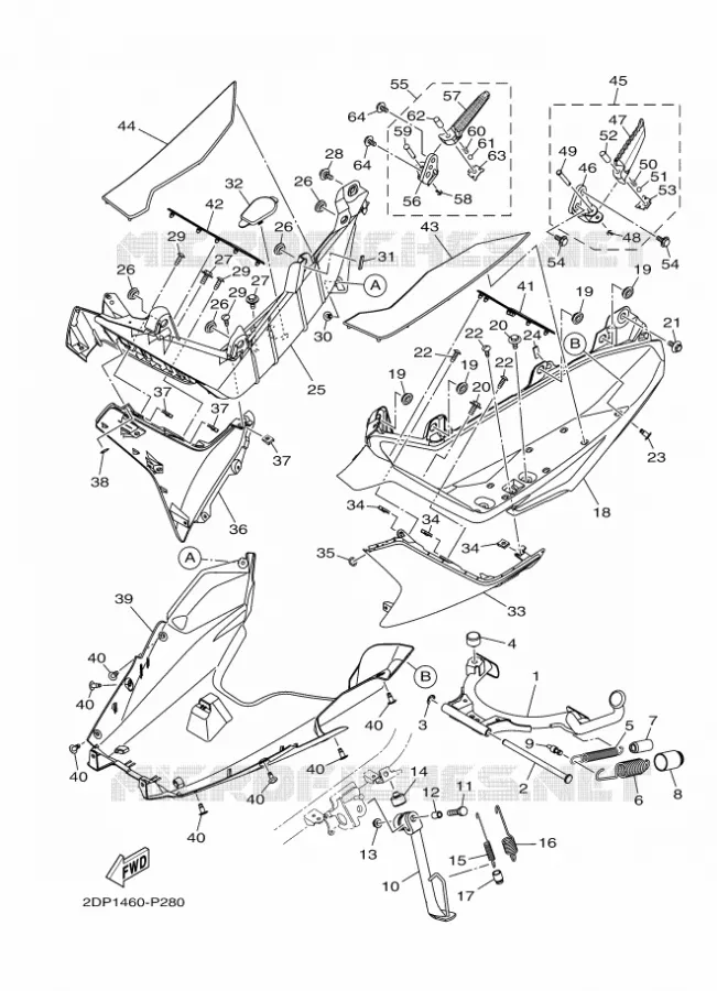 SUPPORT / REPOSE PIEDS Yamaha SCOOTER 125 2017 NMAX  GPD125-A