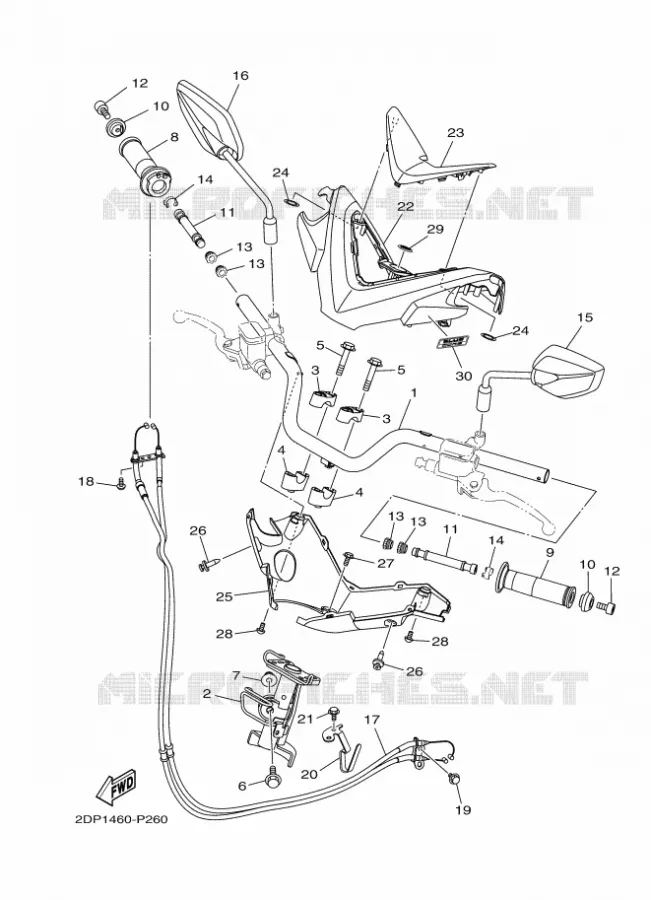 GUIDON ET CABLES Yamaha SCOOTER 125 2017 OCITO  GPD125-A