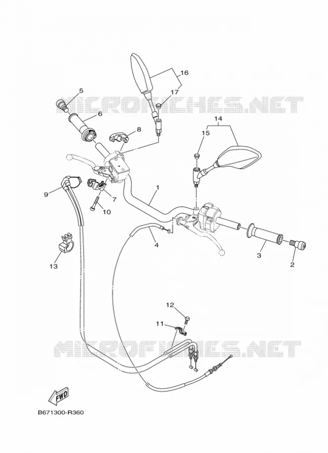 GUIDON ET CABLES Yamaha MOTO 1000 2017 MT  MTN1000D