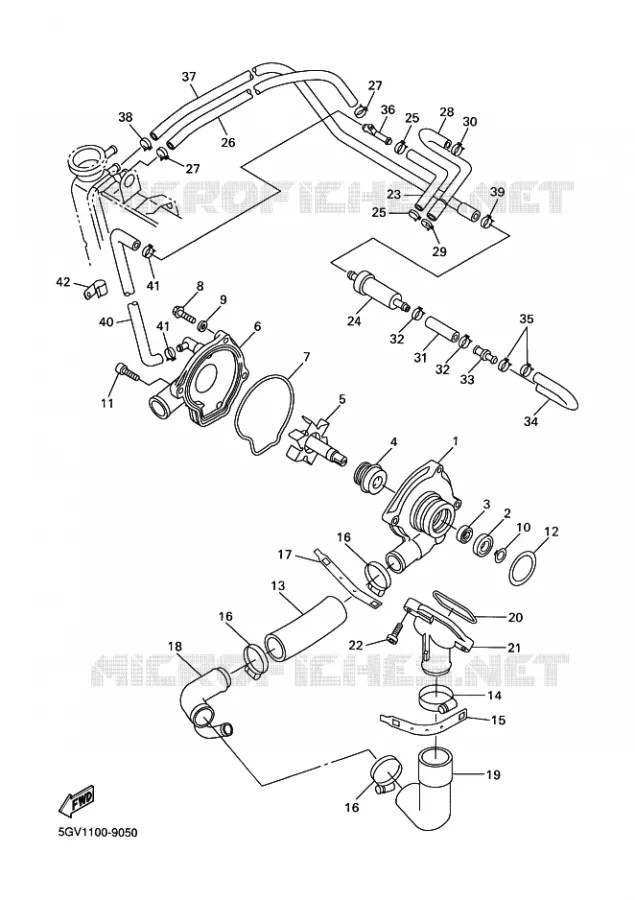 POMPE A EAU / DURITES Yamaha MOTO 600 2001 R6  YZF-R6