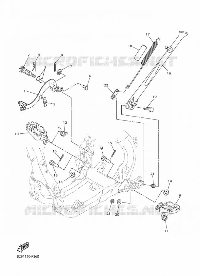 SUPPORT / REPOSE PIEDS Yamaha MOTO 250 2016 WRF  WR250F