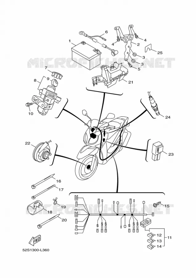 PARTIE ELECTRIQUE 2 Yamaha SCOOTER 150 2012 XENTER  HW151